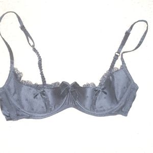 Black VS Nipple Baring Push Up polka Dot Net Satin